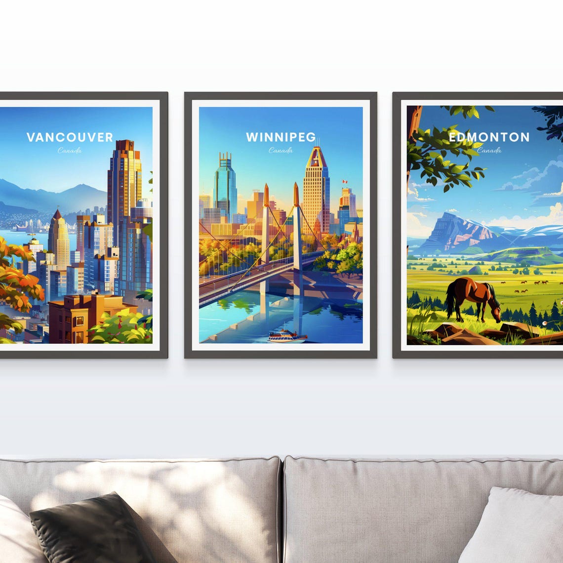 Winnipeg Canada Cable Stayed Bridge City Skyline River Travel Poster - Image 4