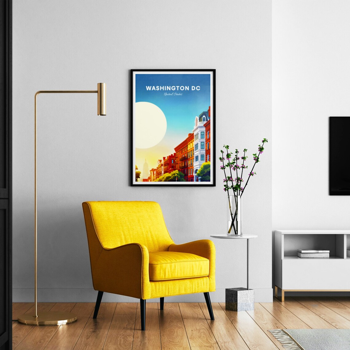 Washington DC Row Houses Street Capitol Sun Travel Art Poster - Image 3