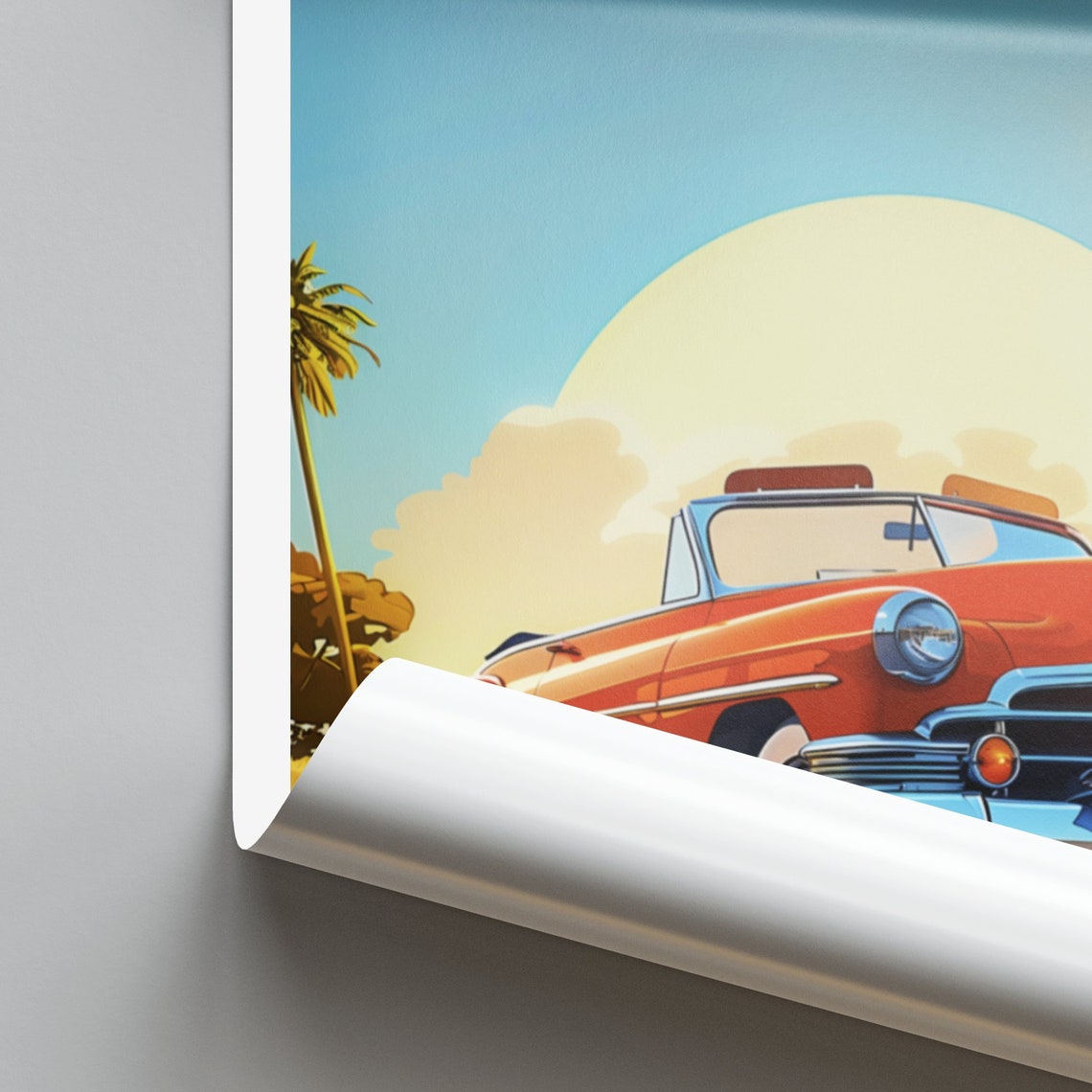 Tallahassee Florida Red Classic Convertible Sunset Travel Poster - Image 2
