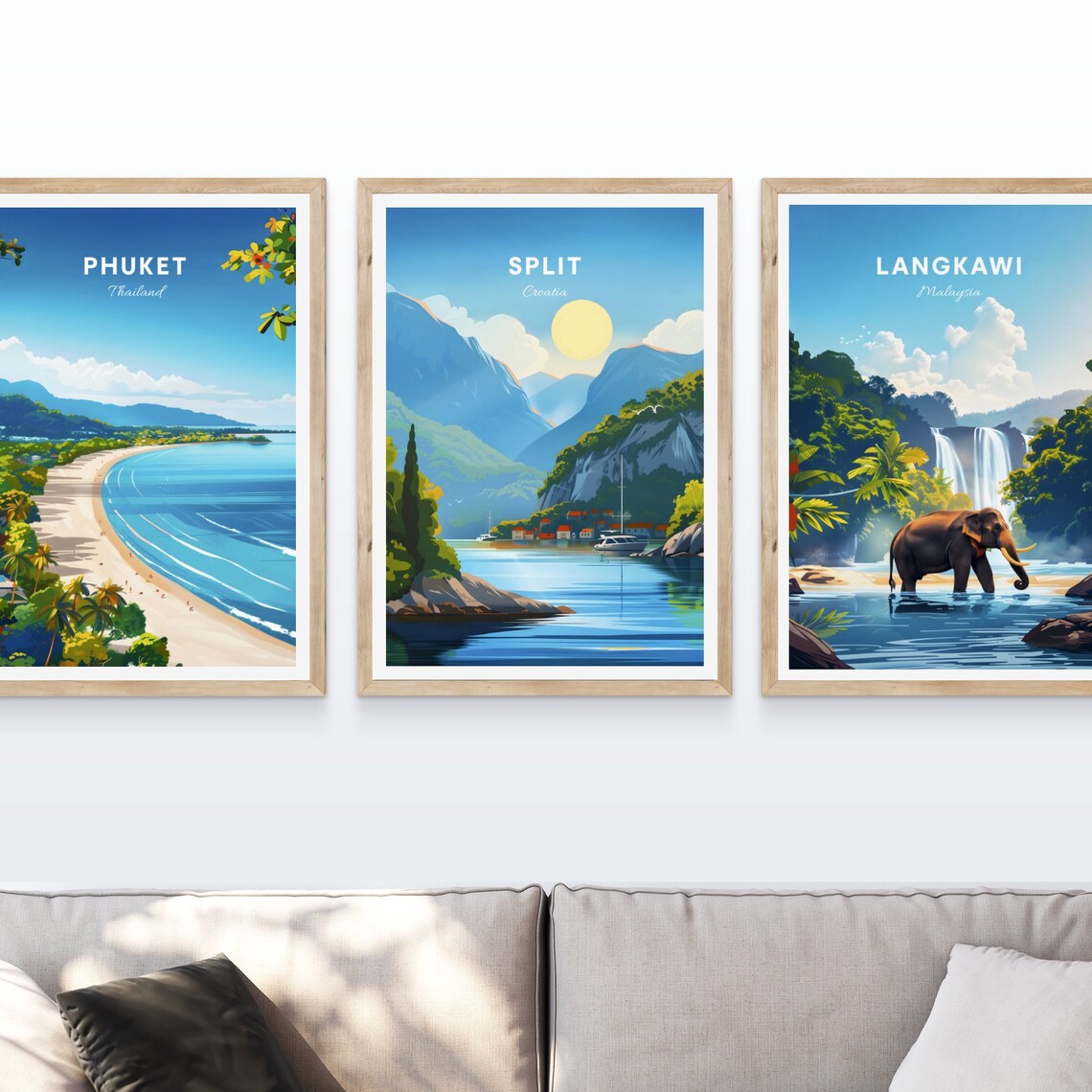 Split Croatia Scenic Bay Boats Mountains Blue Water Travel Poster - Image 4