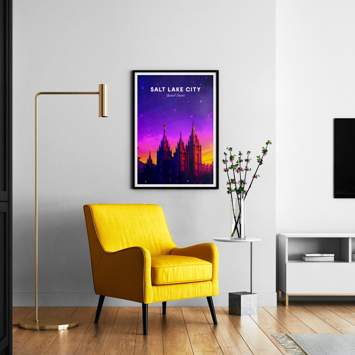 Salt Lake City Temple Starry Night Sky Vintage Travel Poster - Image 3