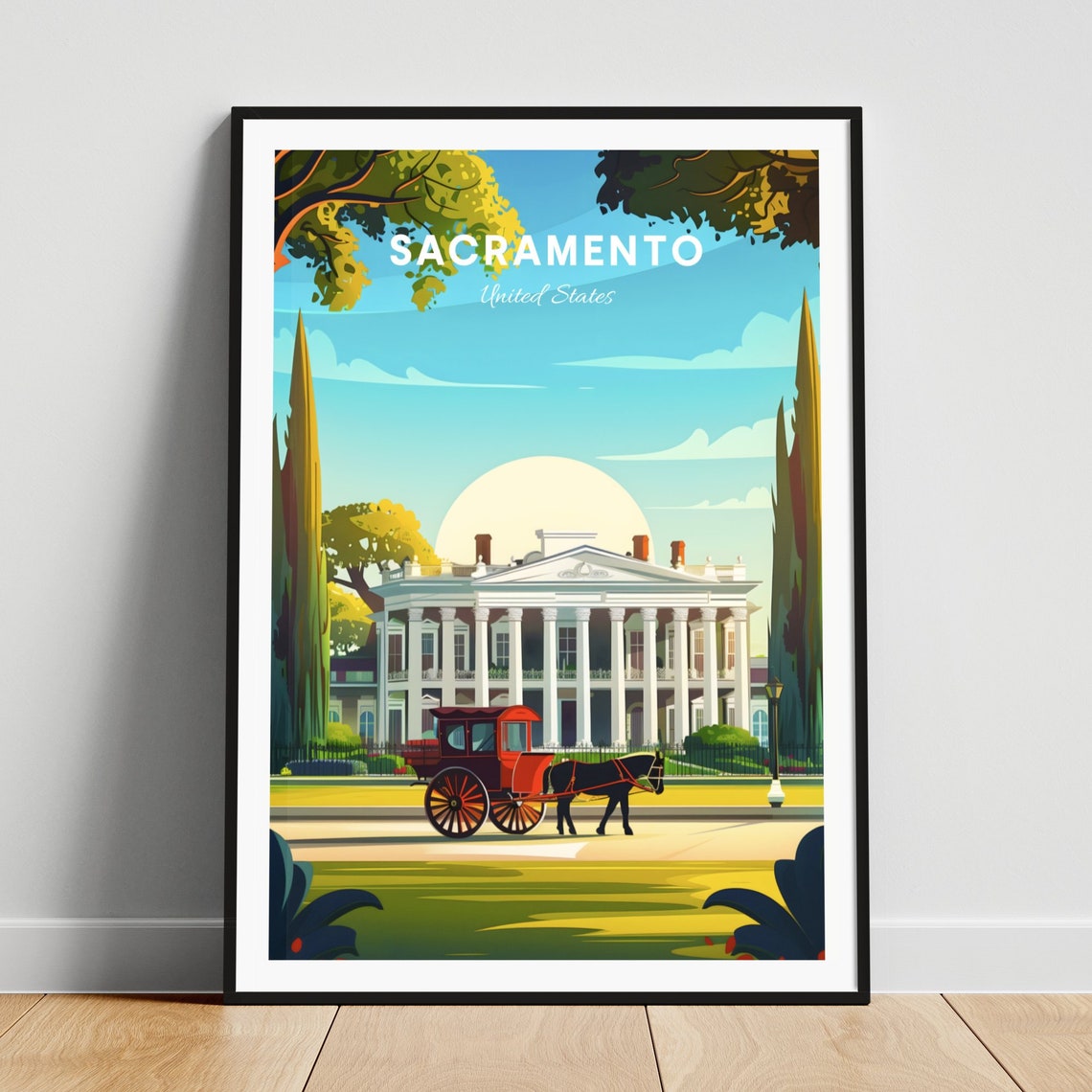 Sacramento Stanford Mansion Horse Drawn Carriage Historic Poster