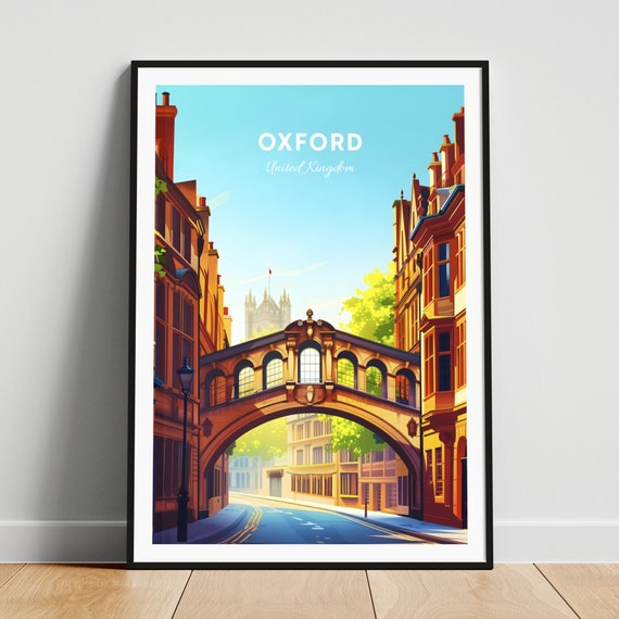 Oxford Travel Print United Kingdom Wall Art Bridge Of Sighs Oxford Poster Oxfordshire Poster Personalized Gift Custom Text