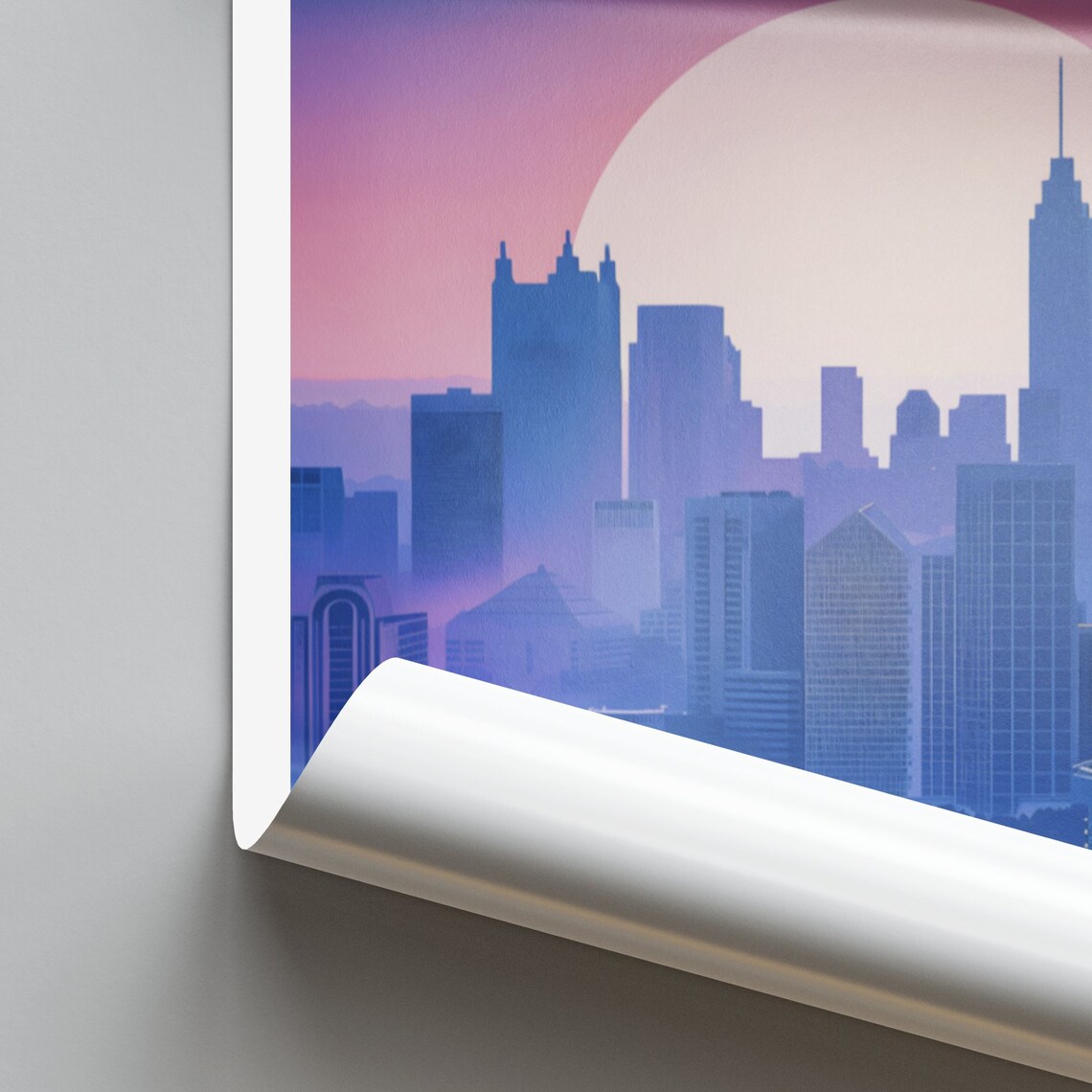 Montgomery Alabama Skyline Sunset Pink Sky City Travel Poster - Image 2