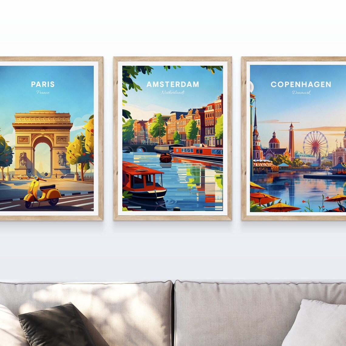 Amsterdam Netherlands Canal Houseboats Vintage Travel Wall Poster - Image 4