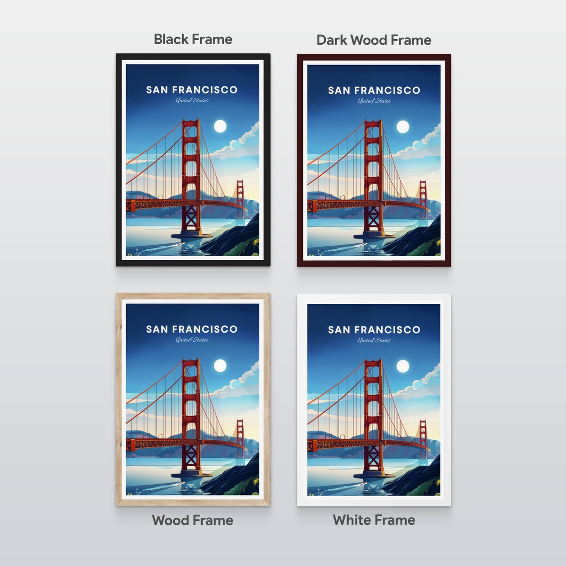 San Francisco Golden Gate Bridge Iconic California Landmark Poster - Image 2