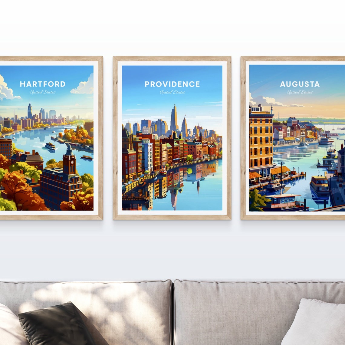 Providence Waterfront Historic Buildings Reflection Travel Poster - Image 3