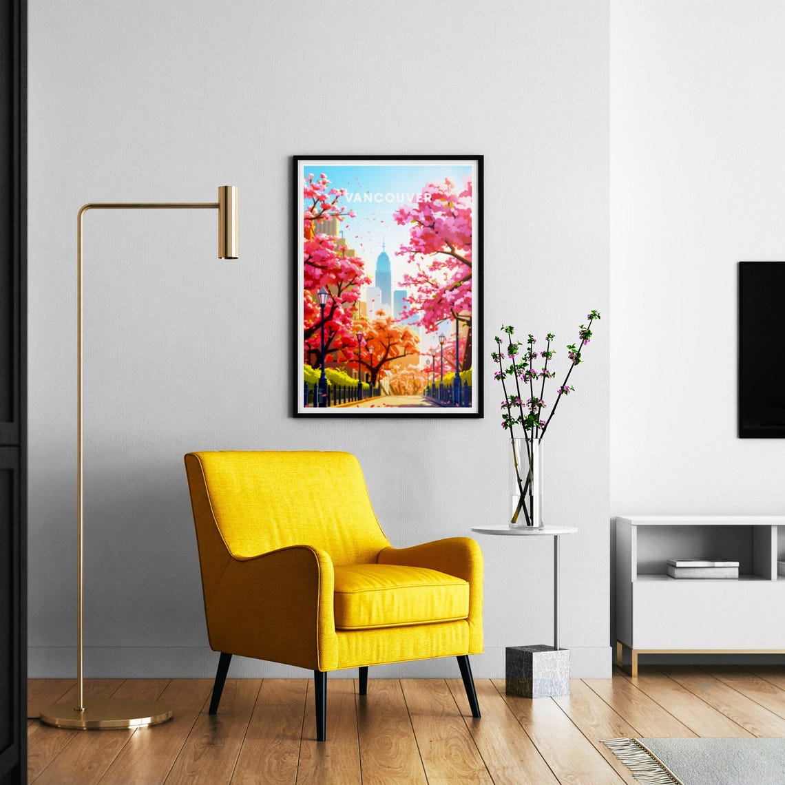 Vancouver Canada Cherry Blossoms Lining the City Street Poster - Image 2