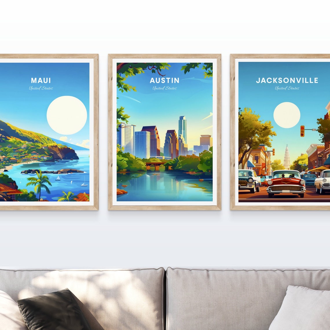 Austin Texas Downtown Skyline River Trees Golden Travel Poster - Image 4