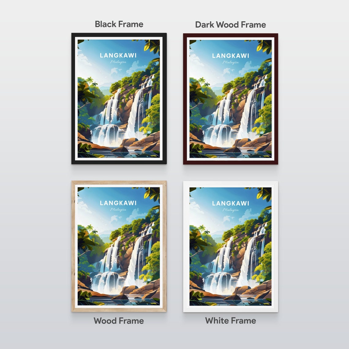 Langkawi Malaysia Tropical Jungle Wild Waterfall Cascades Poster - Image 2