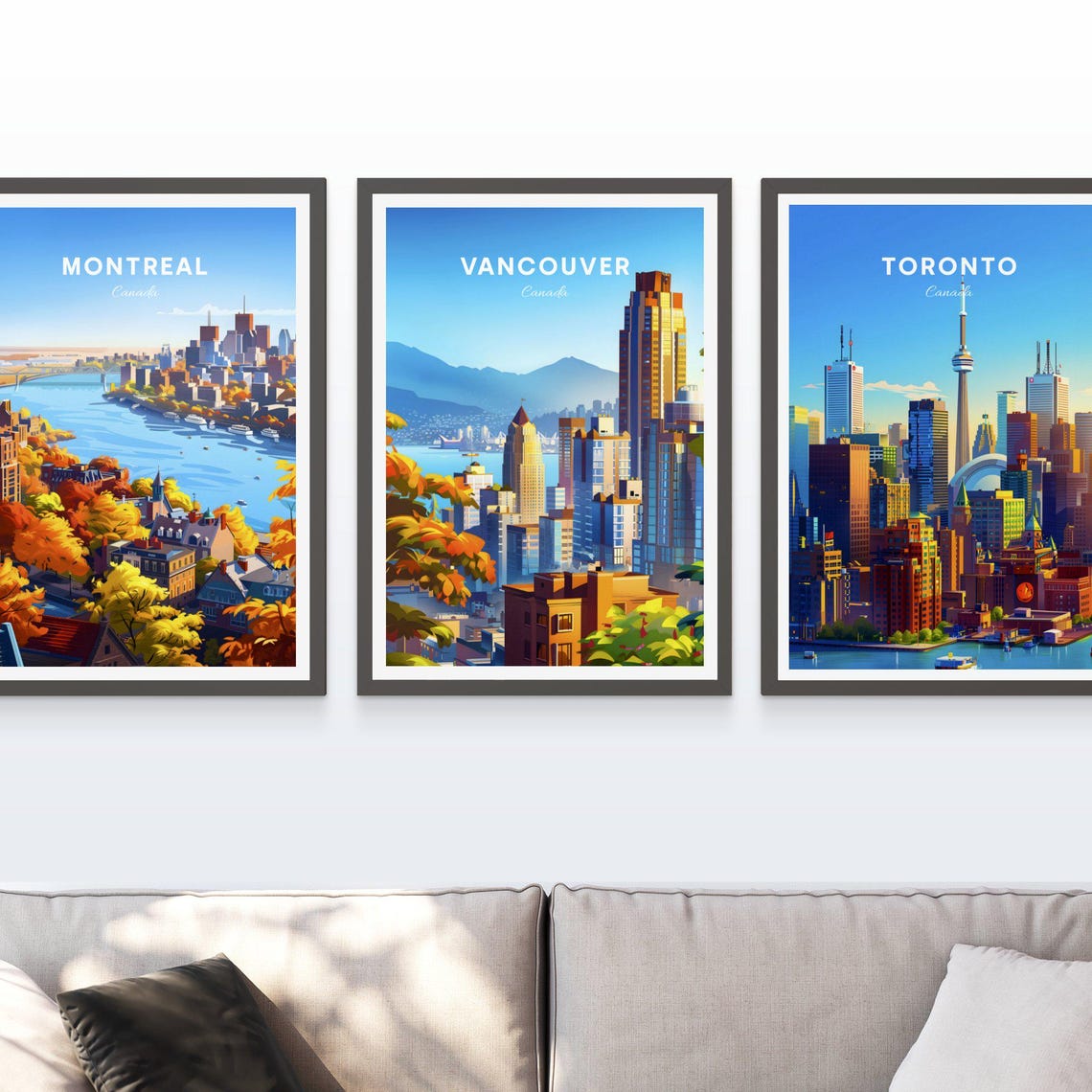 Vancouver Canada Hillside Skyline with Mountains Travel Poster - Image 3