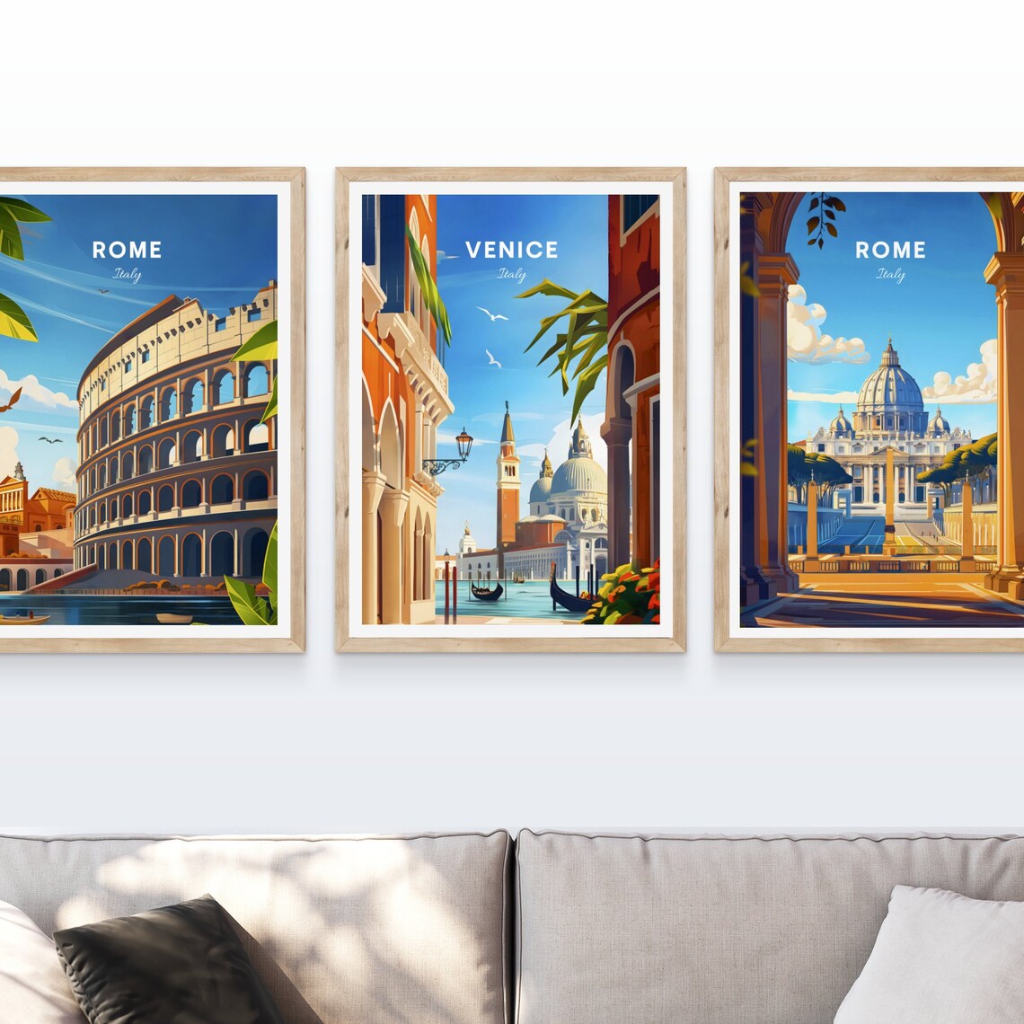 Venice Italy Grand Canal Salute Basilica Gondola View Travel Poster - Image 3