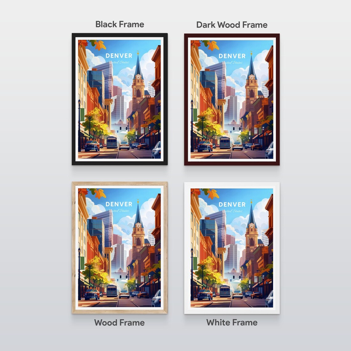 Denver Colorado Historic Downtown Street Clock Tower Day Poster - Image 2