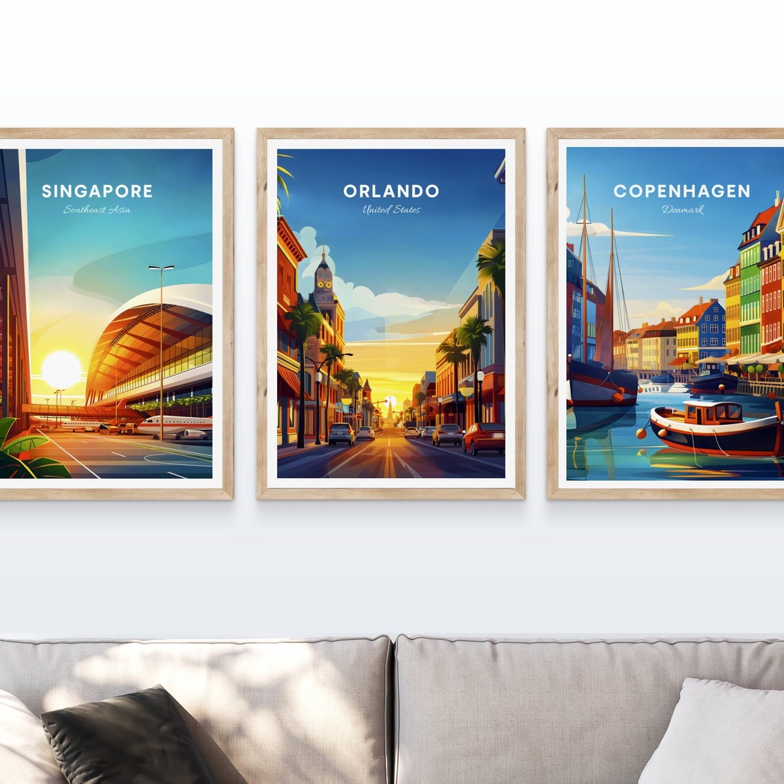 Orlando Clock Tower Street Sunset Palm Trees Vintage Travel Poster - Image 4