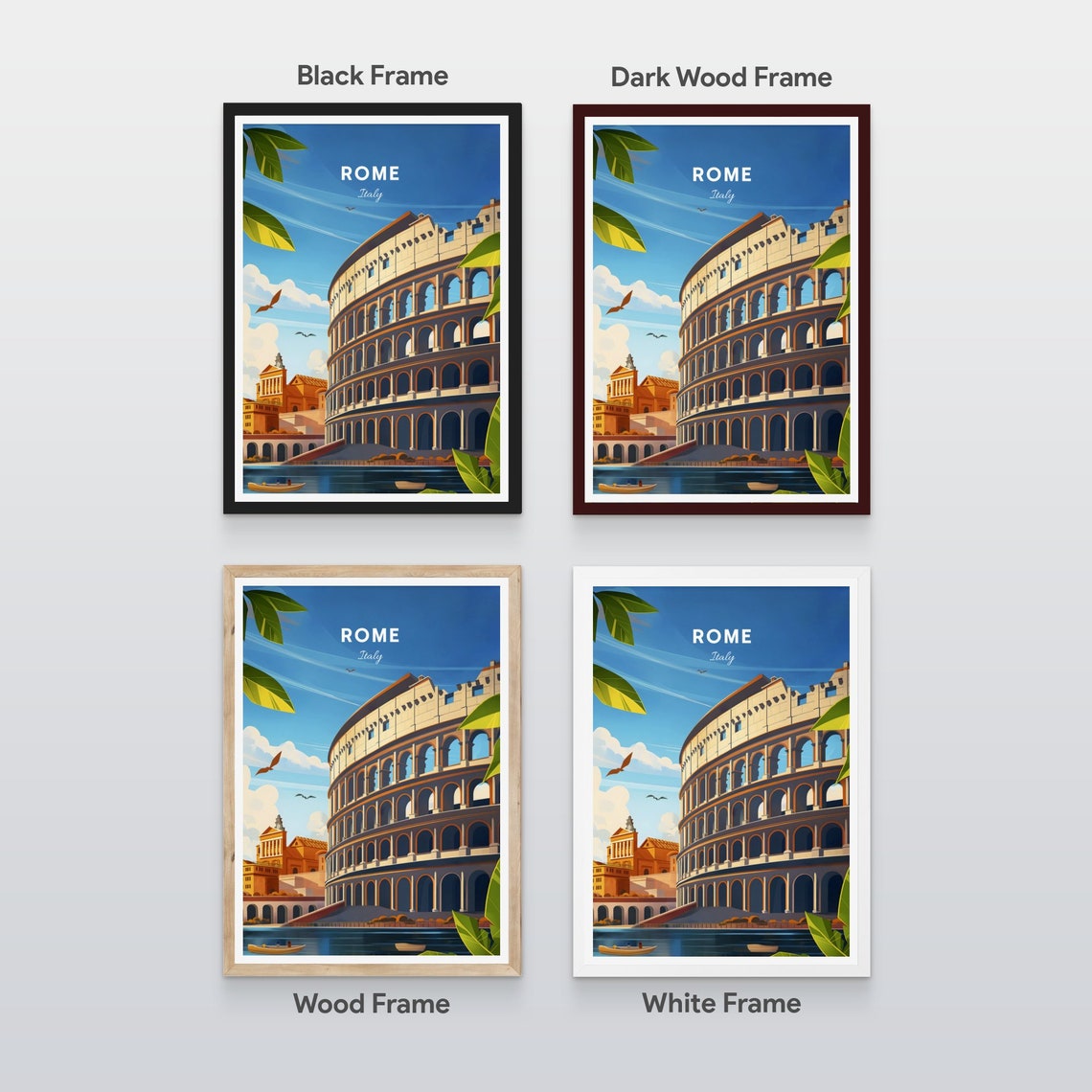 Rome Italy Colosseum Riverfront Water View Bright Day Travel Poster - Image 2