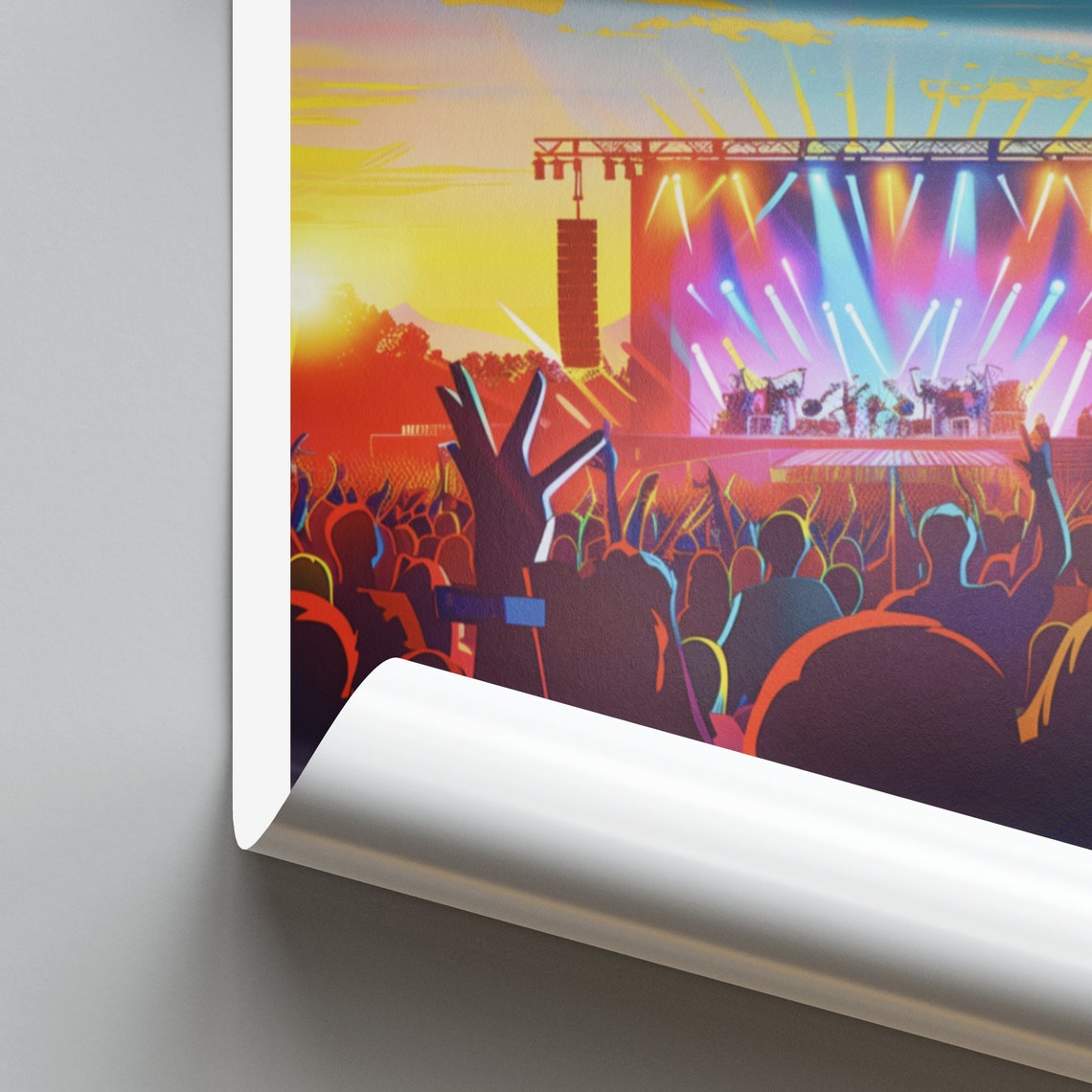 Lincoln United States Outdoor Concert Sunset Crowd Stage Light Poster - Image 2