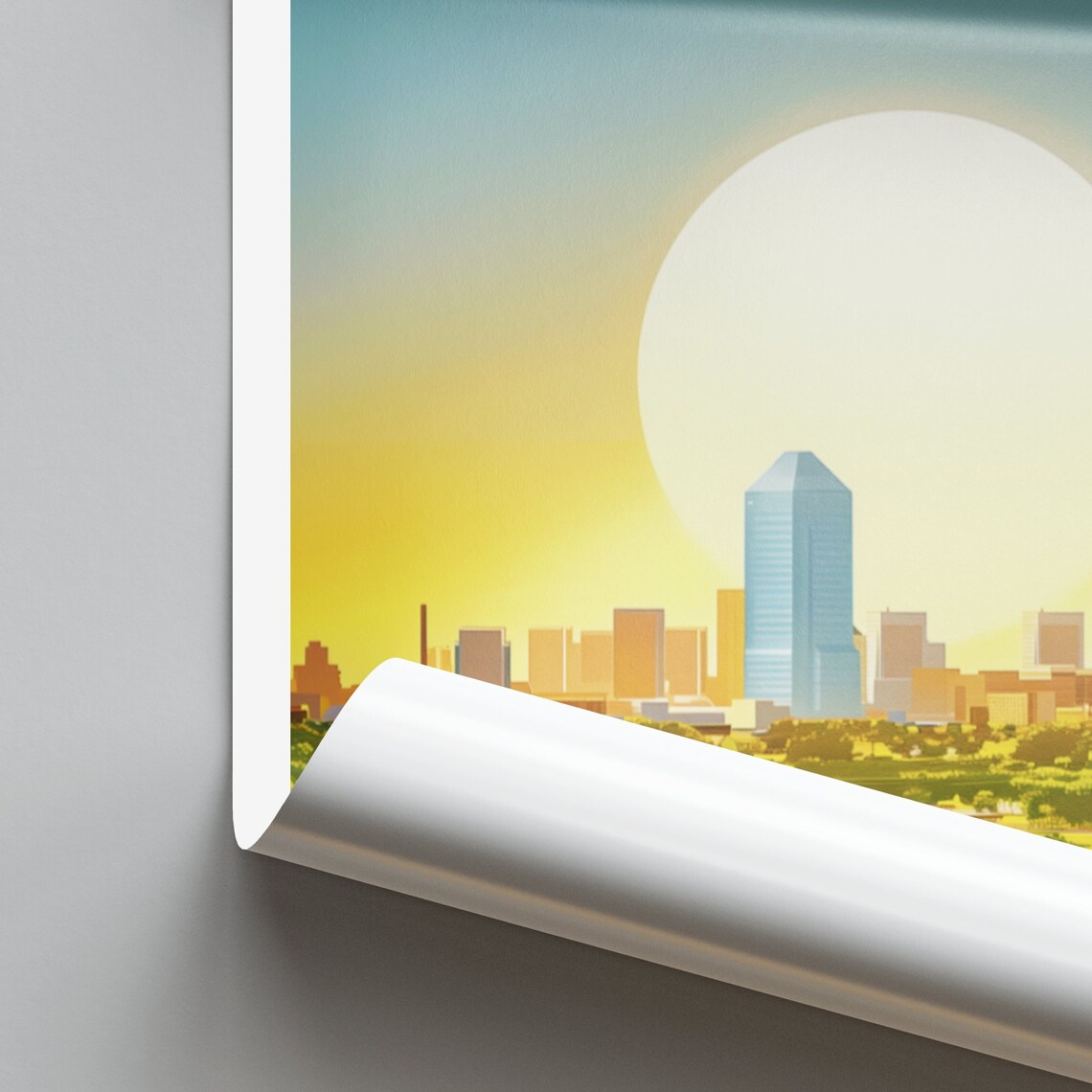 Oklahoma Big Sun City Park Skyline Warm Evening Glow Travel Poster - Image 2