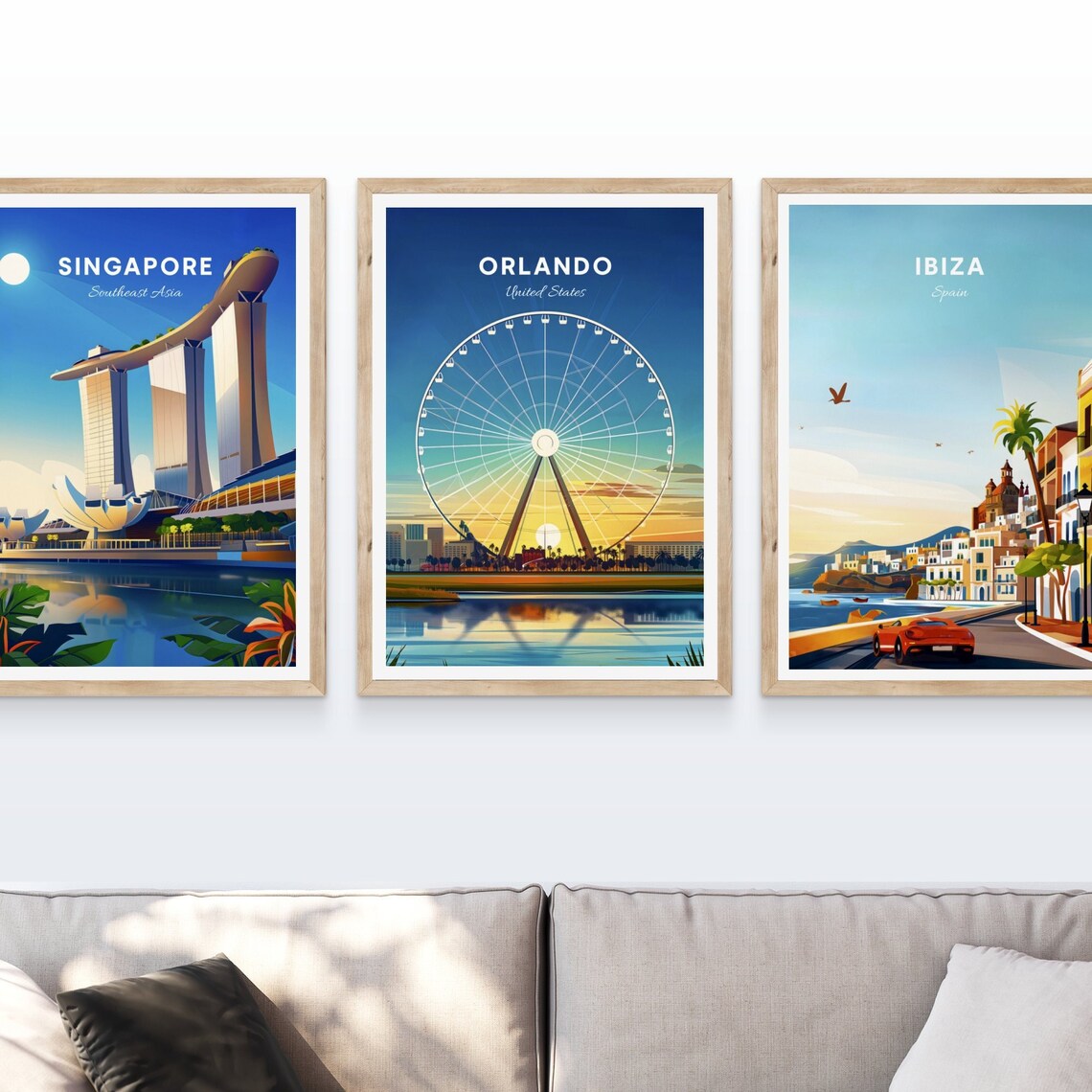 Orlando Ferris Wheel Sunset Over Water Skyline Vintage Travel Poster - Image 4