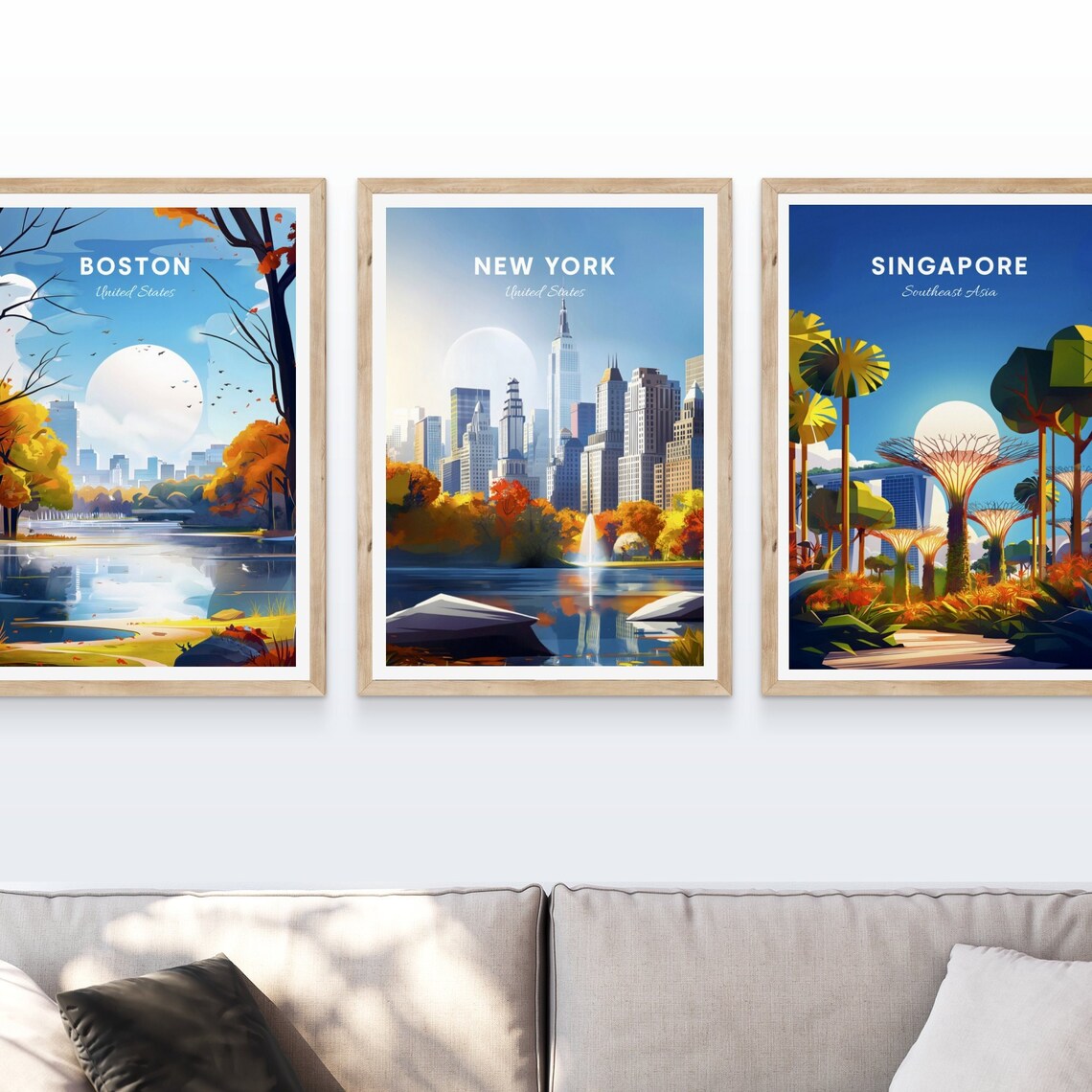 New York Manhattan Skyline from the Central Park Lake in Autumn Poster - Image 4
