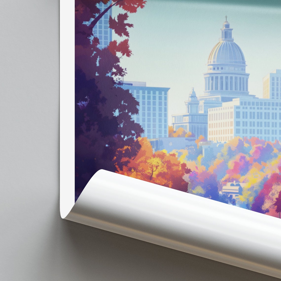 Madison Capitol Avenue Poster: Autumn Tree Tunnel Leading to the Dome - Image 2