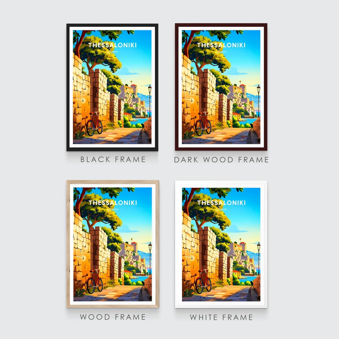 Thessaloniki Greece Fortress Bicycle Stone Walls View Art Poster - Image 3