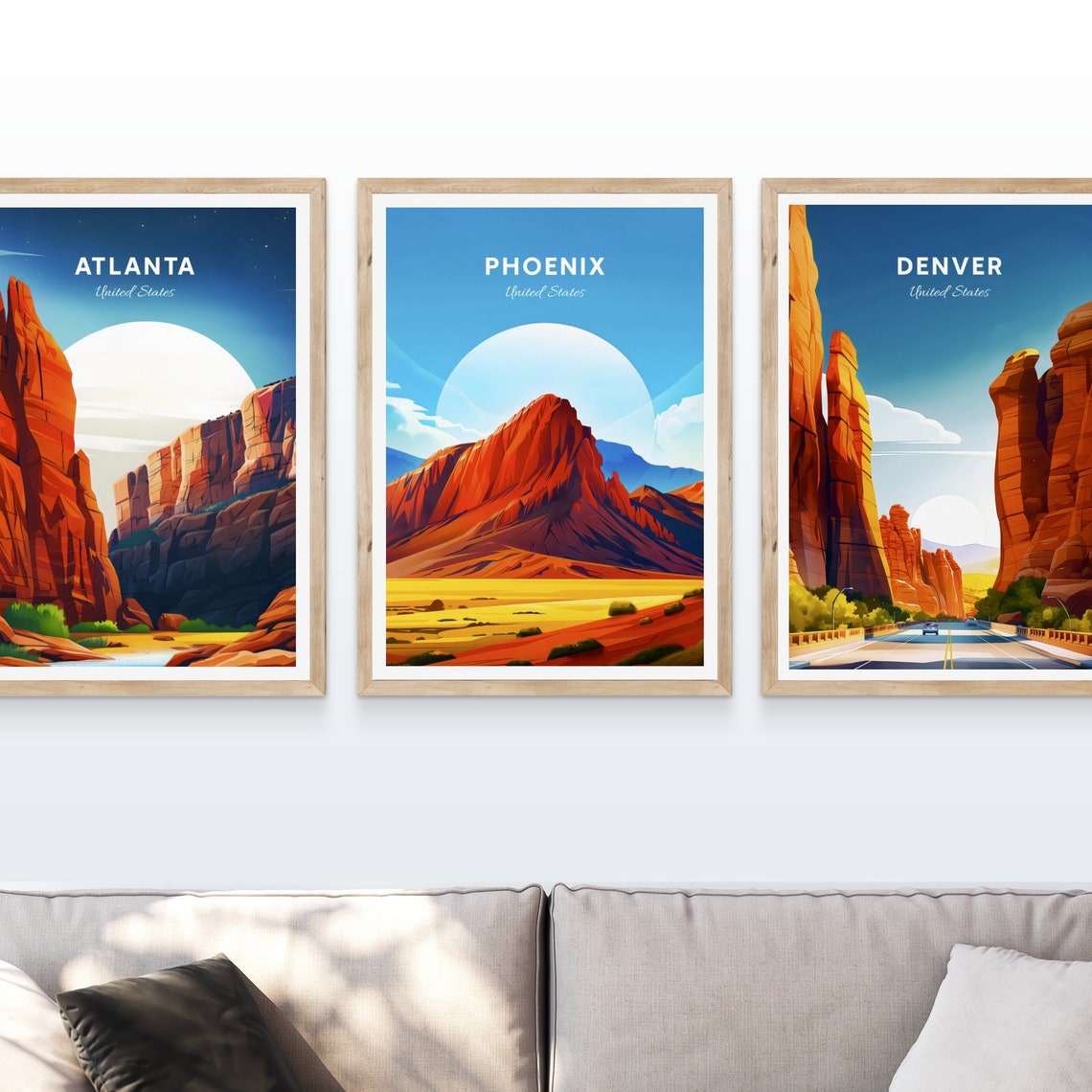 Phoenix Arizona Red Rock Mountain Desert Sunrise Travel Poster - Image 4