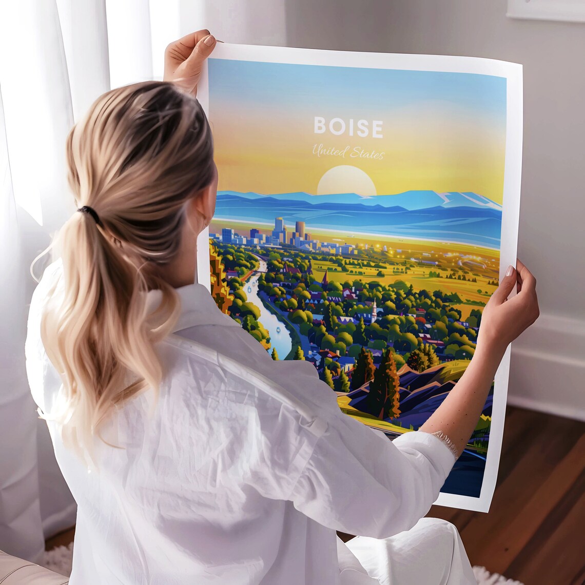 Boise Idaho City Valley Overlook From Hillside Road Travel Poster - Image 3