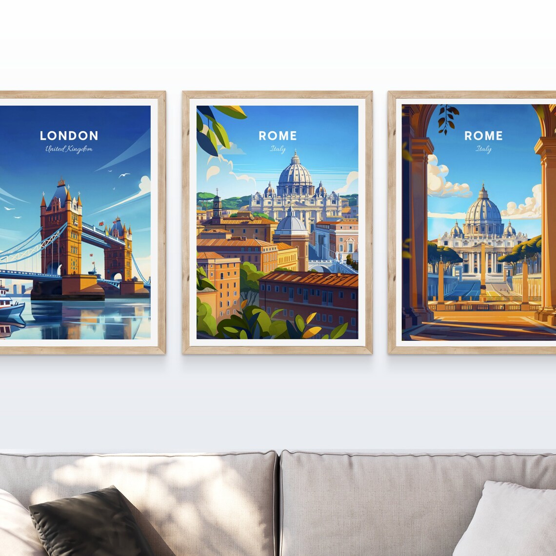 Rome Italy Saint Peters Dome Rooftop Panorama View Travel Poster - Image 3