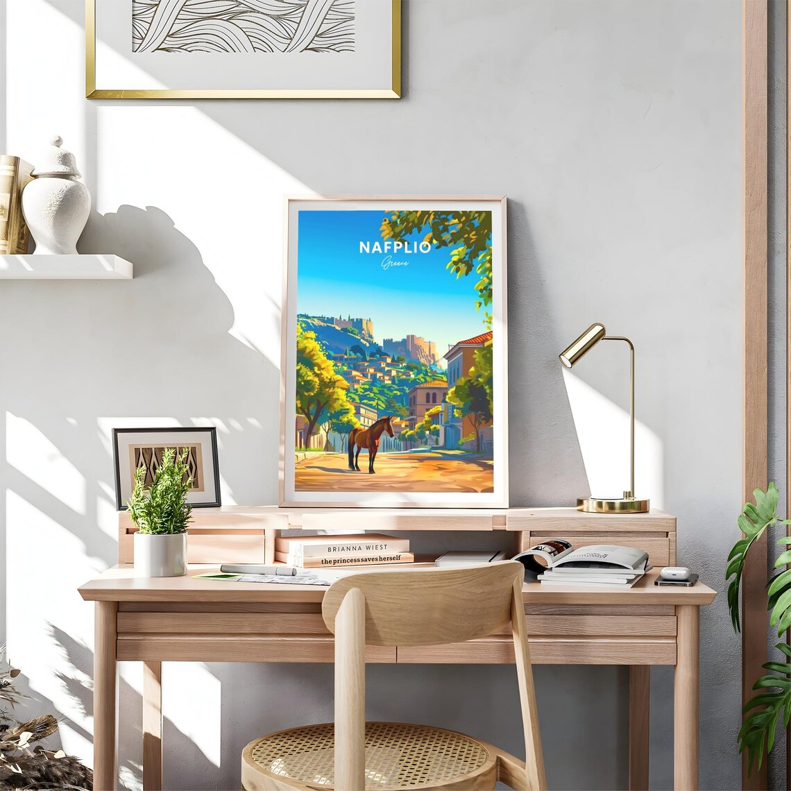 Nafplio Greece Old Town Horse Hilltop Fortress Travel Poster - Image 4