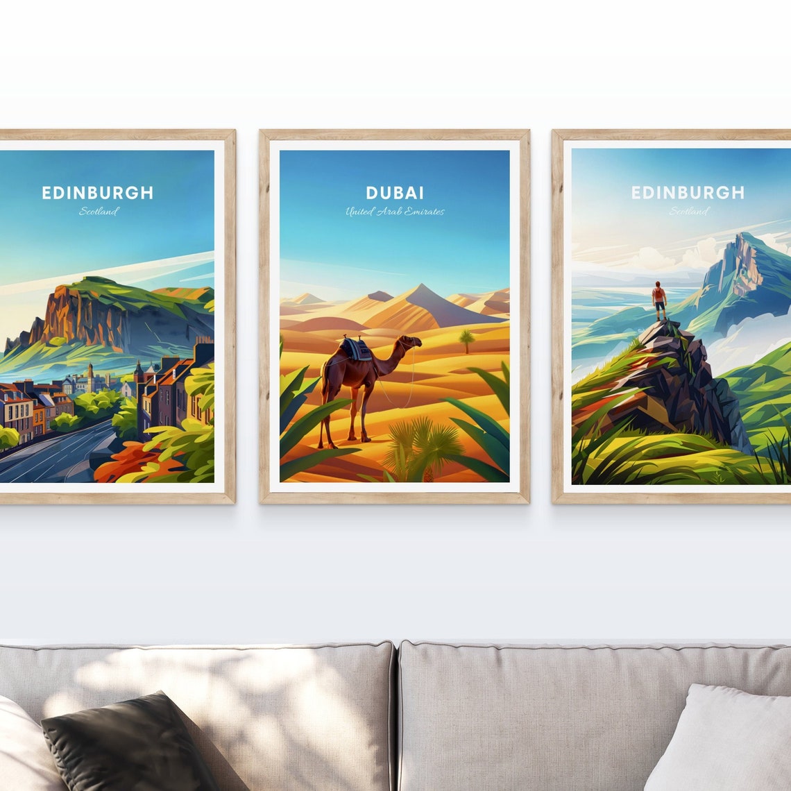 Dubai United Arab Emirates Camel Desert Dunes Palm Trees Travel Poster - Image 4