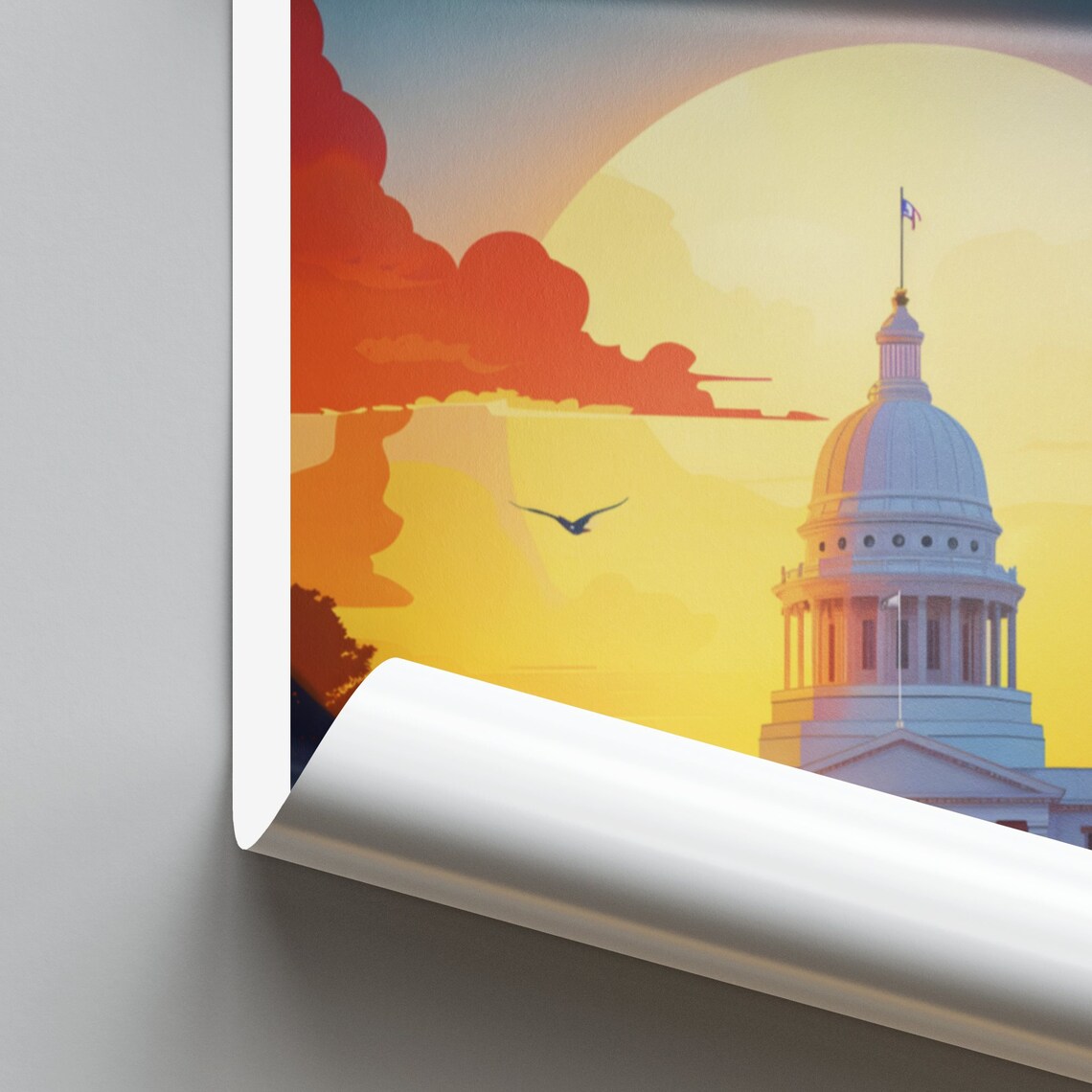 Lincoln United States Domed Capitol Building Sunset Reflection Poster - Image 2