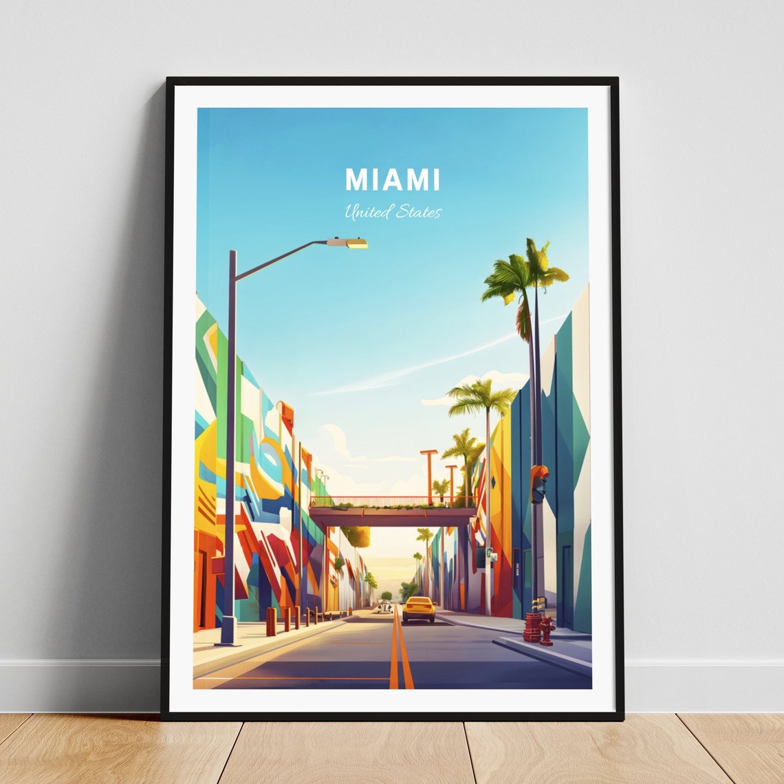Miami Bright Street Art Murals Palm Boulevard Sunset Glow Poster