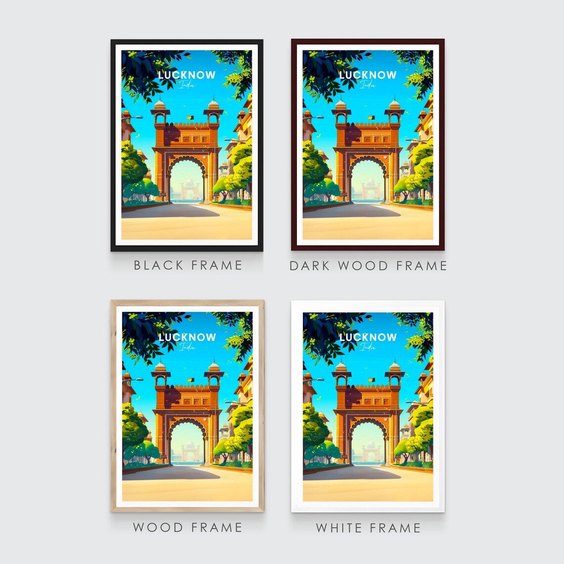 Lucknow Iconic Gateway Arch Indian Flag Street India Travel Poster - Image 3