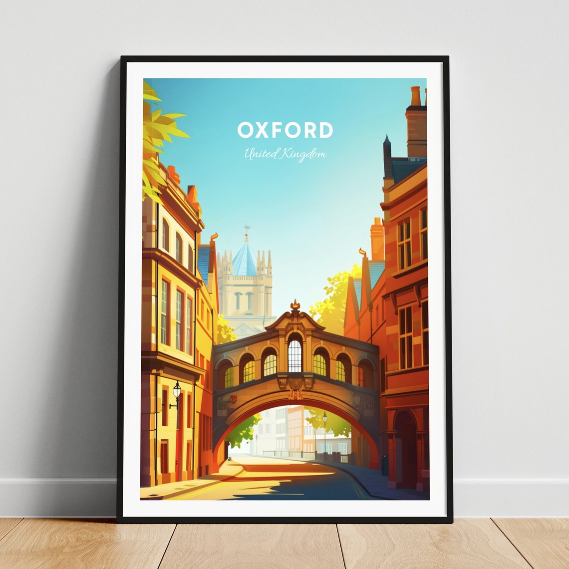 Oxford Travel Print United Kingdom Wall Art Bridge Of Sighs Oxford Poster Oxfordshire Poster Personalized Gift Custom Text