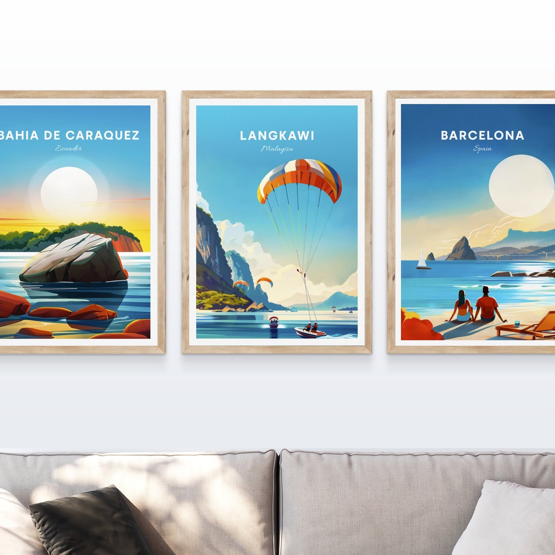 Langkawi Malaysia Parasailing Adventure Over Bay Scene Poster - Image 4