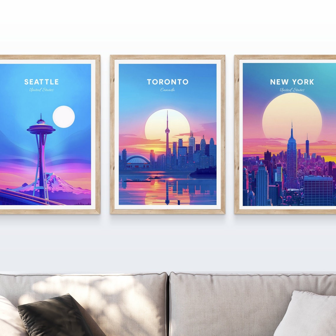 Toronto Canada CN Tower Sunset Skyline Lake Reflection Travel Poster - Image 3