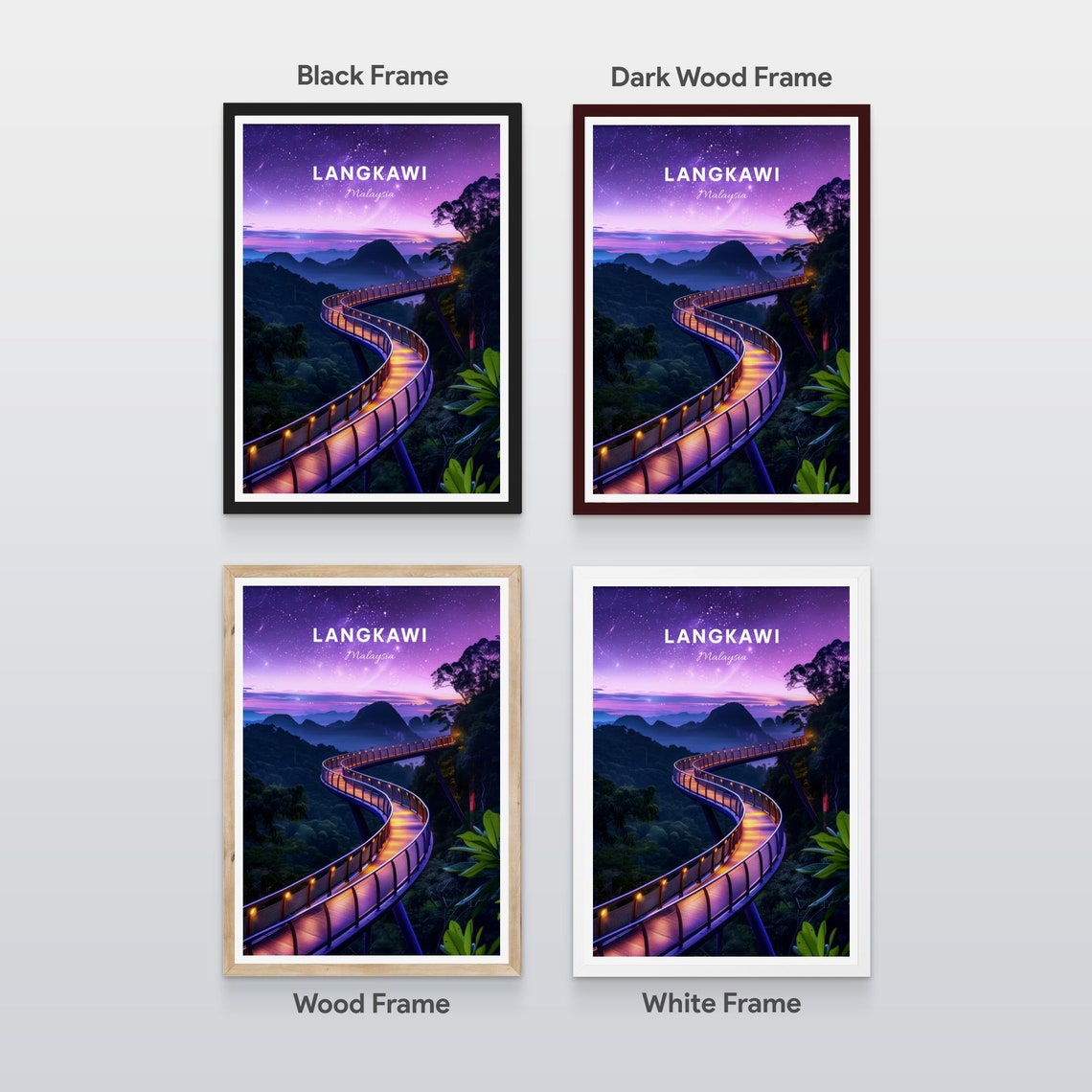Langkawi Malaysia Sky Bridge Starry Night Jungle View Poster - Image 2