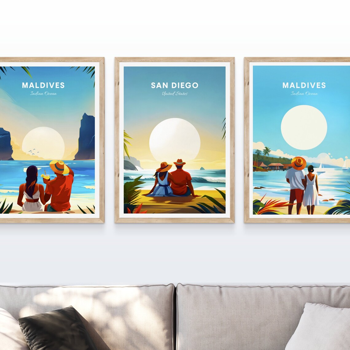 San Diego California Beach Sunset Couple Romantic Travel Poster - Image 4