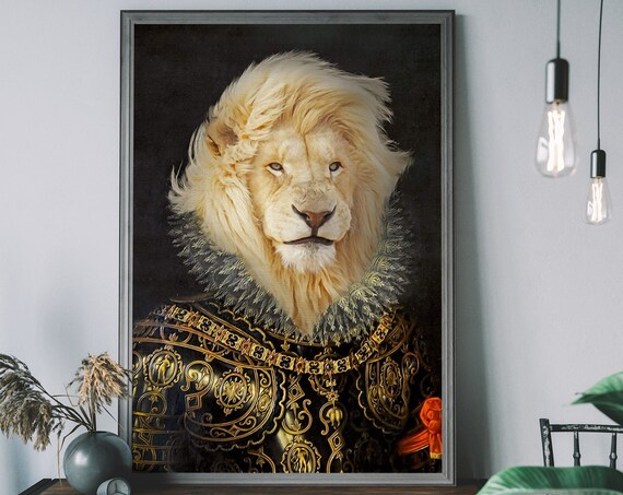 Lion Vintage Portrait Renaissance Animal Art Print