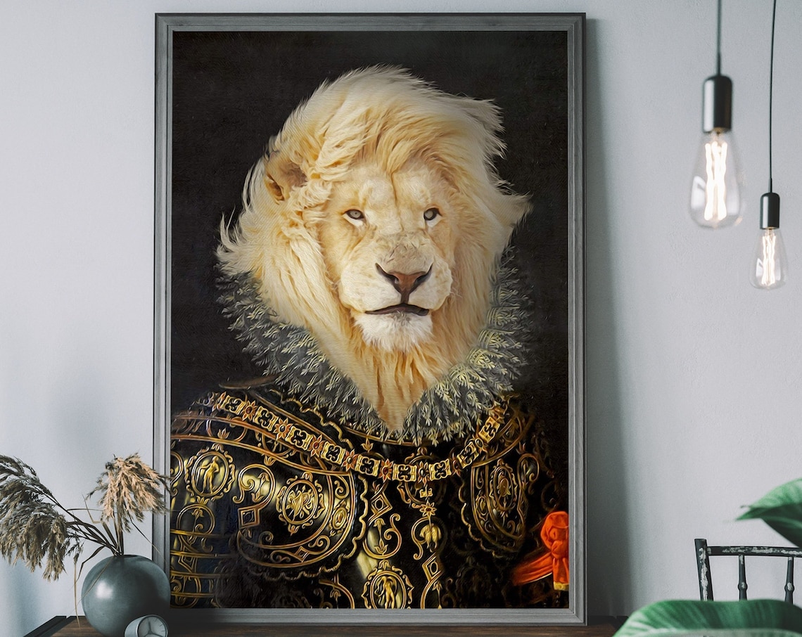 Lion Vintage Portrait Renaissance Animal Art Print
