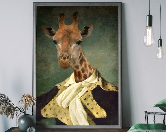 Giraffe Portrait Renaissance Animal Art Print