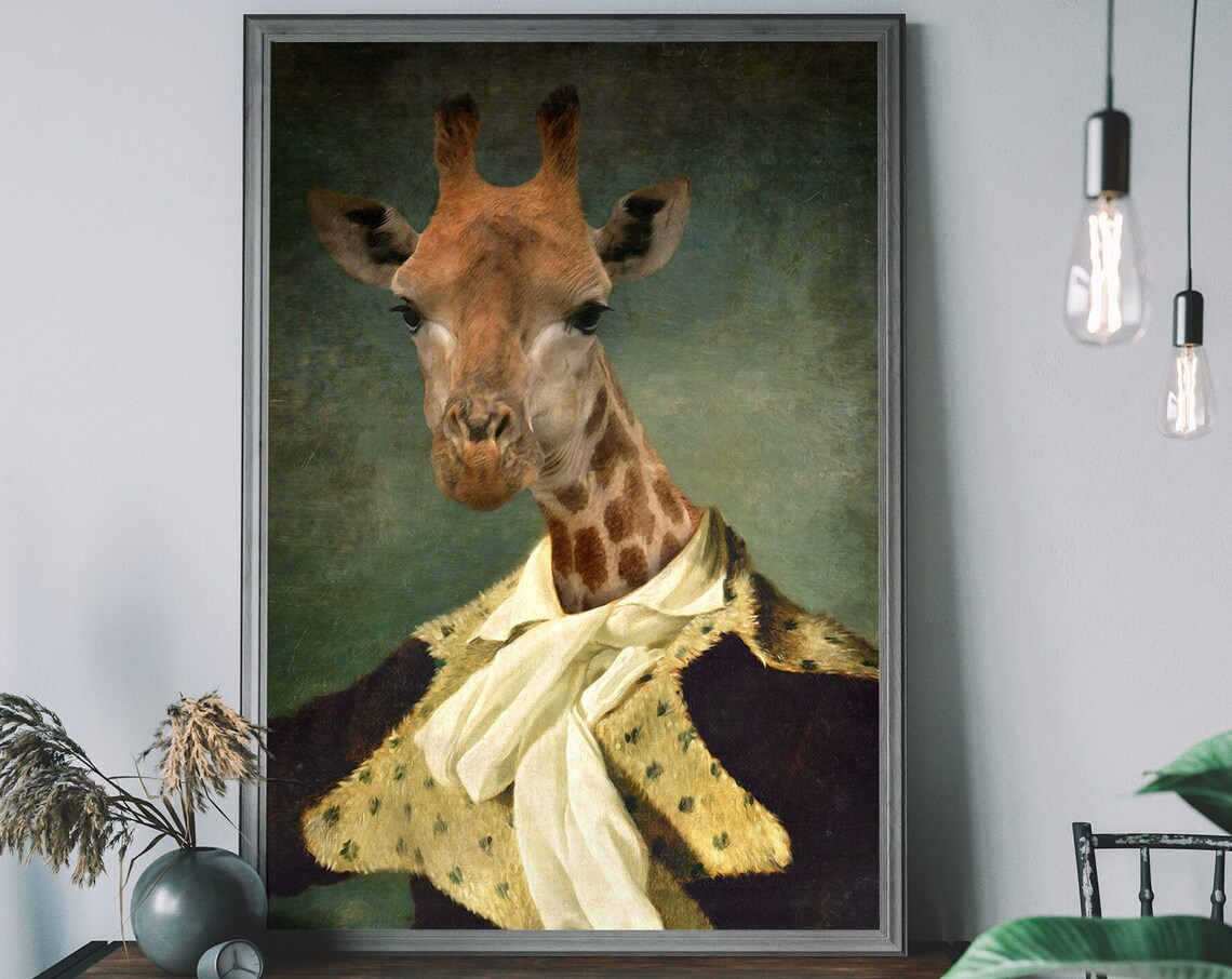 Giraffe Portrait Renaissance Animal Art Print