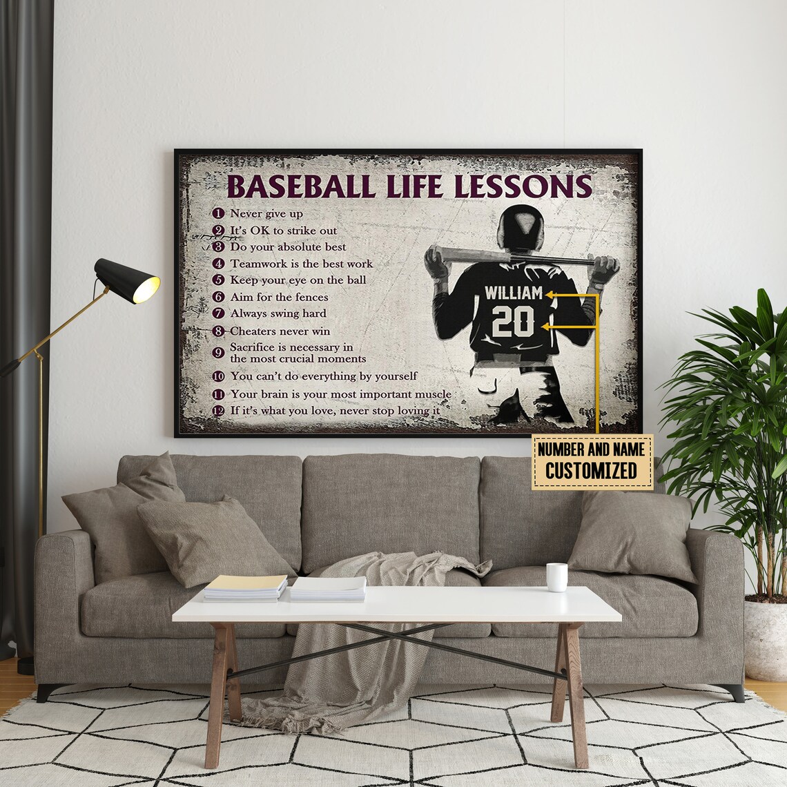 Personalized Baseball Life Lesson Poster, Custom Name - Image 3