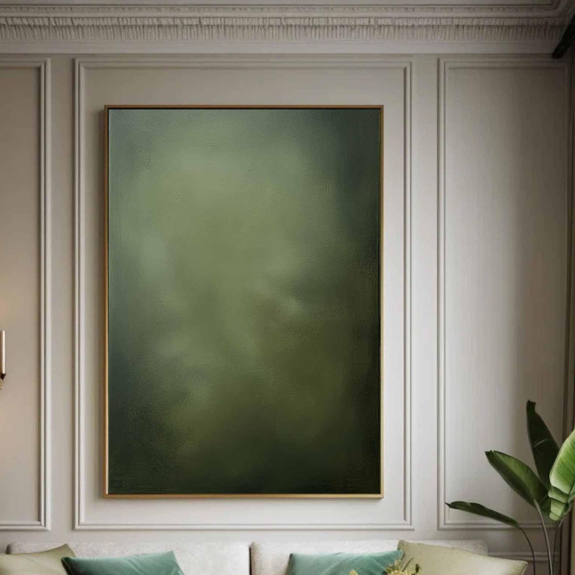 Olive Green Misty Gradient Abstract Minimalist Painting Moody Poster