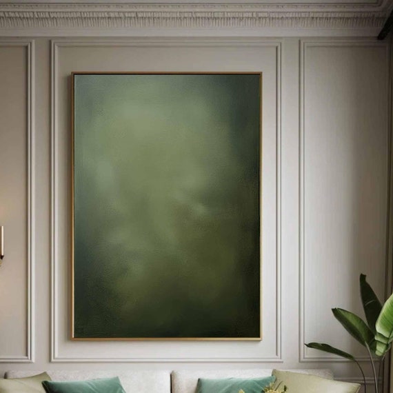 Pure Green Wall Decor Olive Green Abstract Painting Modern Painting Olive Green Minimalist Art Neutral Green Painting Wabisabi Wall Art