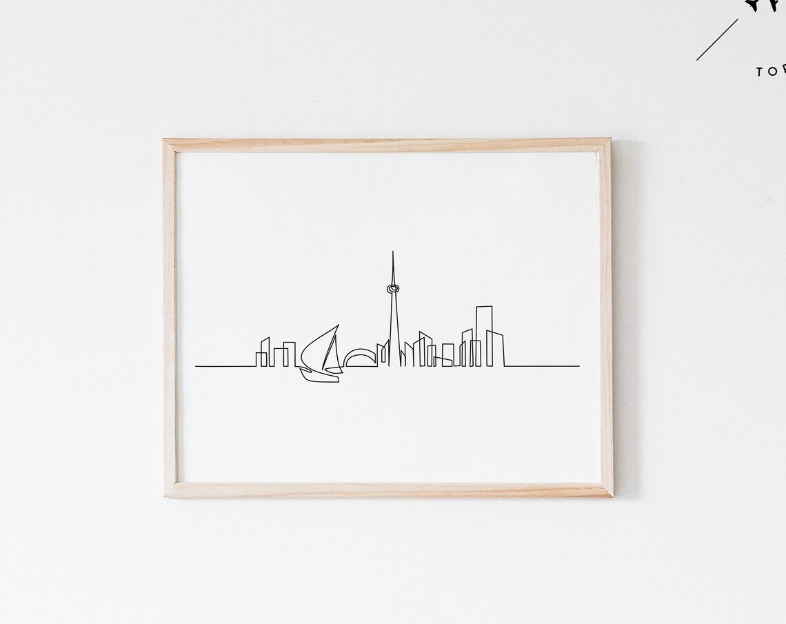 Toronto Skyline CN Tower Single Line Art City Minimalist Poster