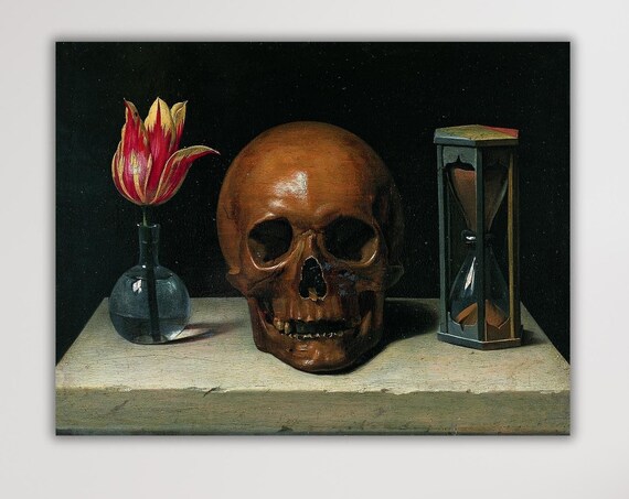Philippe De Champaigne Vanitas Skull Hourglass Tulip Still Life Poster