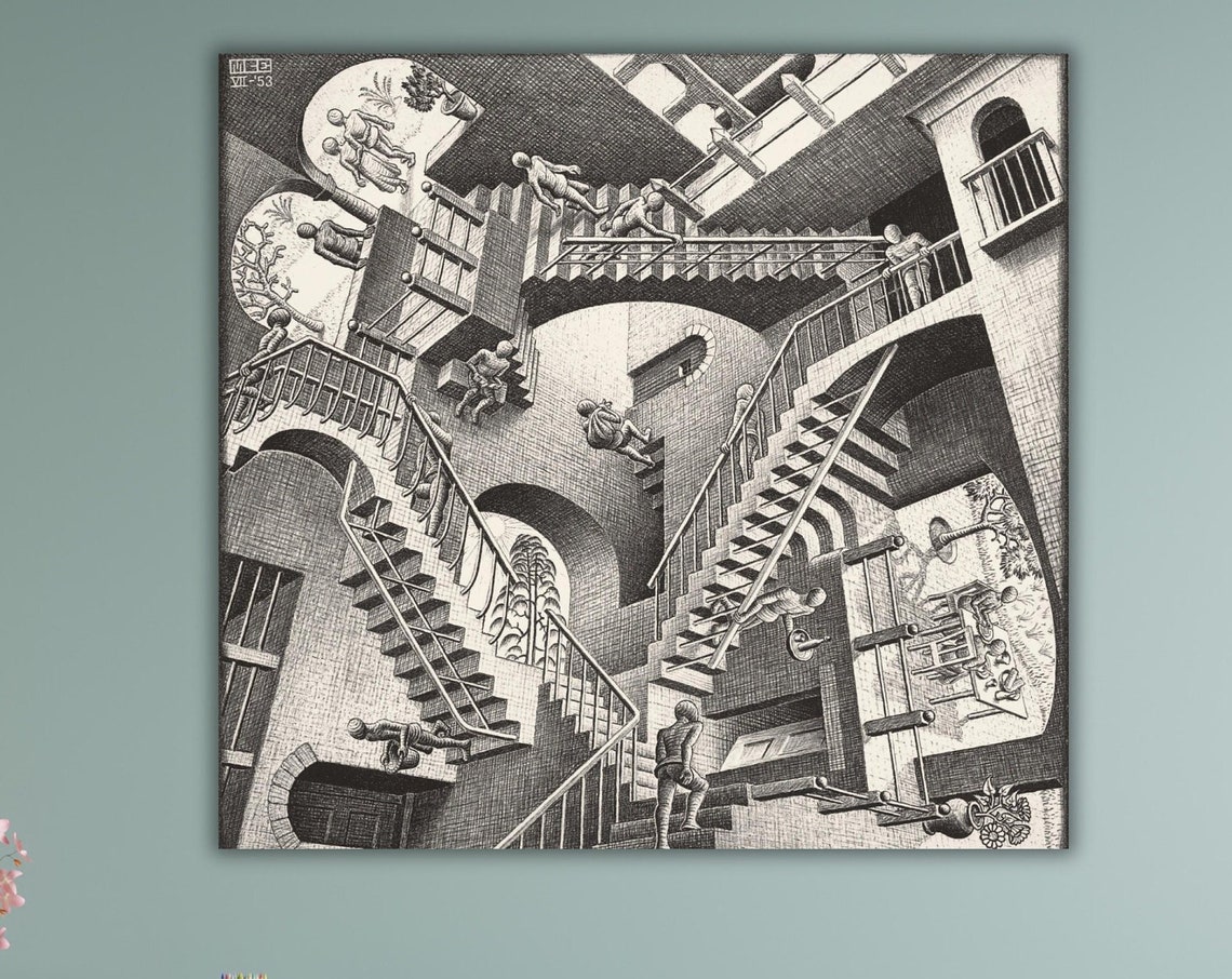 M C Escher Relativity 1953 Optical Illusion Staircase Poster