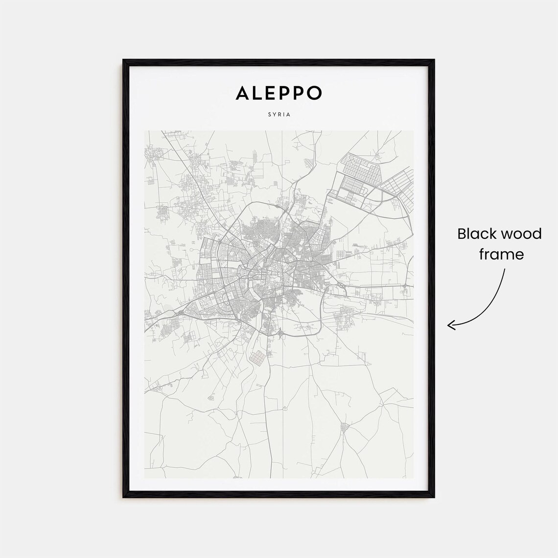 Aleppo Syria Minimalist Detailed City Map Street Grid Art Poster - Image 3