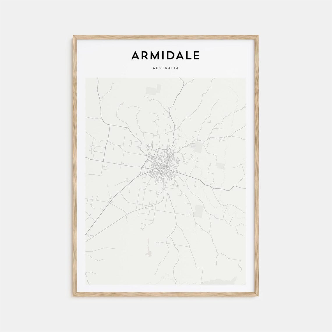Armidale Australia Fine Line City Street Map Modern Wall Decor Poster